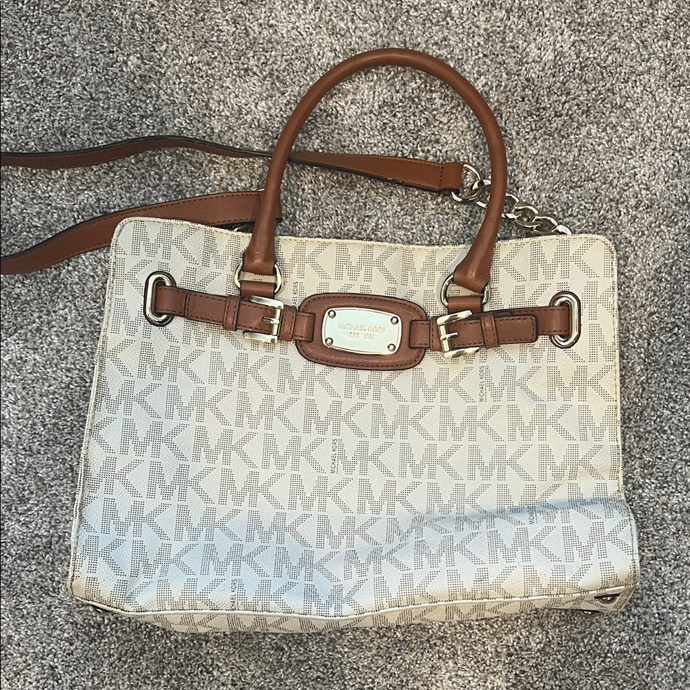 Michael Kors Tan and Cream Logo Tote